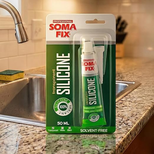 Silicone Caulk - Squeeze Tube Silicone Sealant for Wood, Kitchen, Bathroom, Sink, and Windows - Multi-Purpose & Waterproof (Clear)