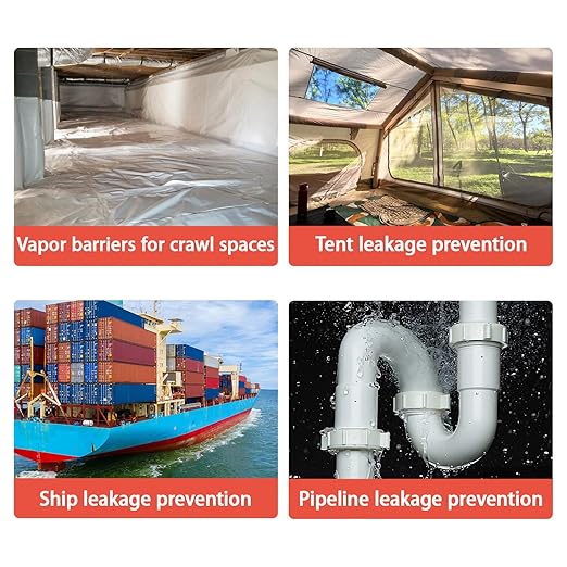Vapor Barrier Tape 6 Inch x 180' x 4mil 1-Pack Moisture Barriers Seal and Seam Tape, White Polyethylene Tape for Crawl Space,Waterproofing, Underlayment,Metal Building and Plastic Sheeting