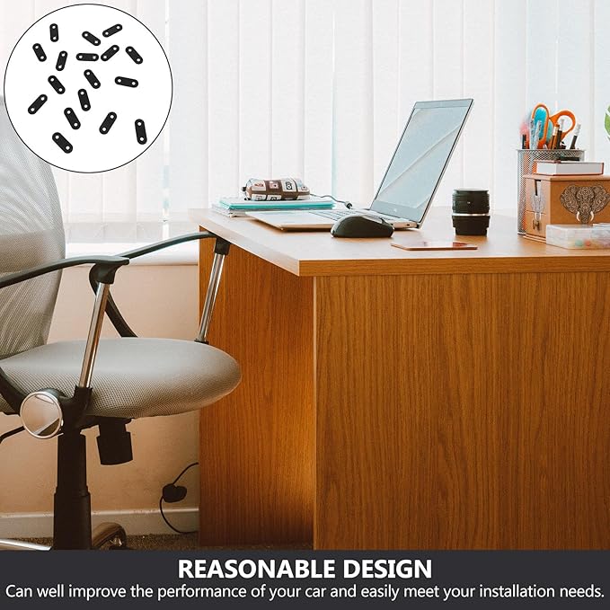 Luxshiny 20pcs Stainless Steel Flat Plate Corner Braces Black Metal Brackets for Furniture Reinforcement Cabinet Mending Plates Fixing Hardware