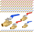 100-Pack Foskan 3/4" PEX Crimp Ball Valve, Brass Quarter Turn Full Port Shut-off Valve for PEX Tubing(Blue and Red)