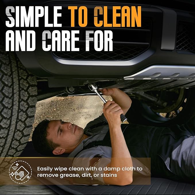 Magic Creeper Rolling Mat, 60" x 28" Portable Car Repair Mat, Foldable Mechanics Mat with Storage Bag for Low Clearance Vehicles and Uneven Surfaces, Garage Floor Work