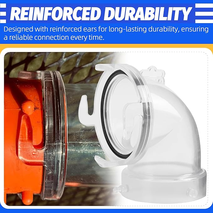 90° Clearview RV Sewer Hose Adapter with 3" Bay Lug - Durable, Leak-Proof Connection