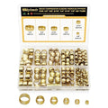 Siptenk 228PCS Brass Compression Sleeves Ferrules for Tube OD 1/2" 3/8" 5/16" 1/4" 3/16" 1/8", 6 Sizes Hose Compression Fitting Brass Ferrule Kit for DOT Air Brake Lines