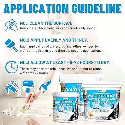 Liquid Waterproof Sealant, Invisible Water Proof Agent, Anti-Leakage Repairing Transparent Waterproof Coating, Indoor and Outdoor Water-Based Waterproofing Glue 1L