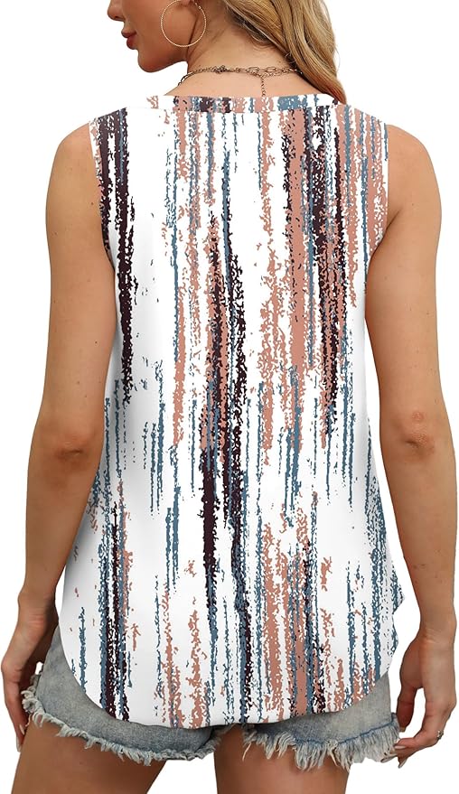OFEEFAN Womens Tank Tops V Neck Sleeveless Flowy Loose Fit Basic Casual Summer Tops