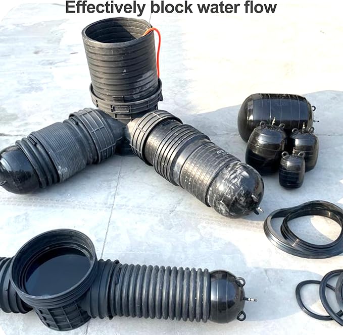9.9 Inch Inflatable Pipe Plug, Water Shut Off Airbag for Drain & Sewer Lines - Reusable Rubber Test Ball, Temporary Water Blocker for Pipe Repair, Closed Water Testing & Maintenance