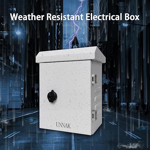 Outdoor Weatherproof Enclosure Electrical Box - 11.6x9.1x5.7 Outdoor Network Enclosure Exterior Box Ventilated Enclosure hinged Outdoor Galvanized Electrical Ventilation Design(295x230x145mm)