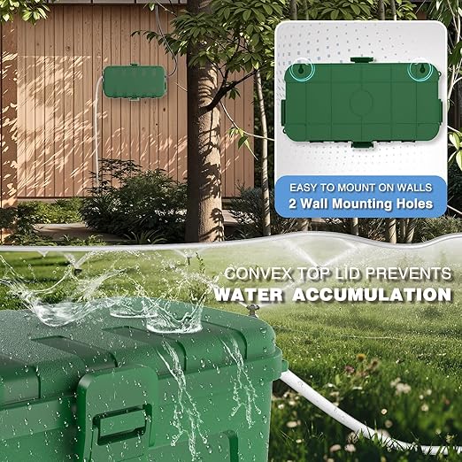 Flemoon [2 Pack] Outdoor Electrical Box Waterproof, Medium Weatherproof Electrical Box (11.5x5.2x4 inch) w/6 Cable Entry Ports, Extension Cord Cover for Power Strip, Timer, Plug, Holiday Light, Green