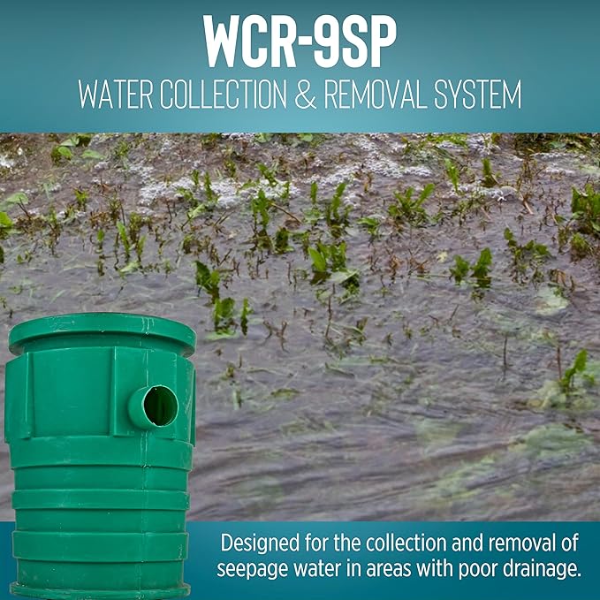 Little Giant WCR-9SP 115 Volt, 4/10 HP, 4800 GPH Automatic Outdoor Water/Seepage Collection and Removal System with Sewage Pump, 20' Piggyback Float Switch, Structural Foam Cover, Green/Blue, 509081