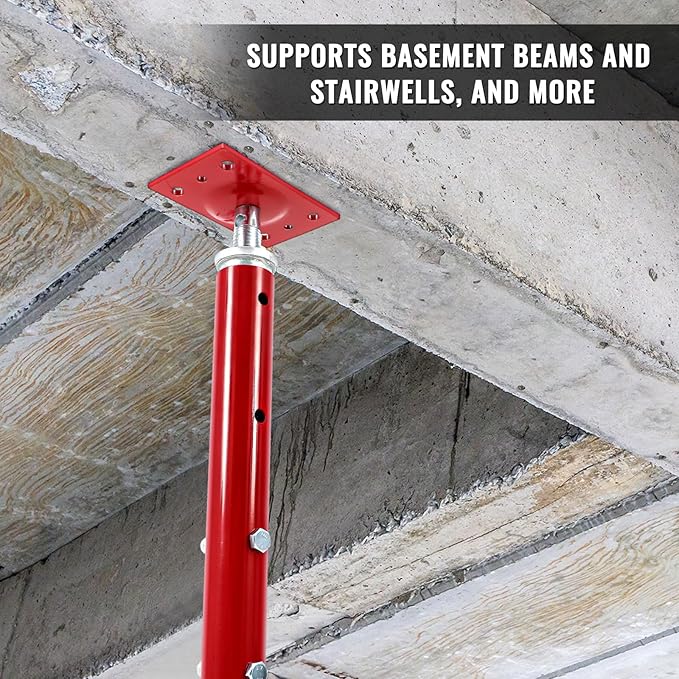 2 Pcs Adjustable Jack Post, 19"-36" Height Range, Basement Floor House Screw Jacks for Lifting Joist Beam Brace for Cellar Ceiling, Center Point Load Capacity 11023 Lbs, Red