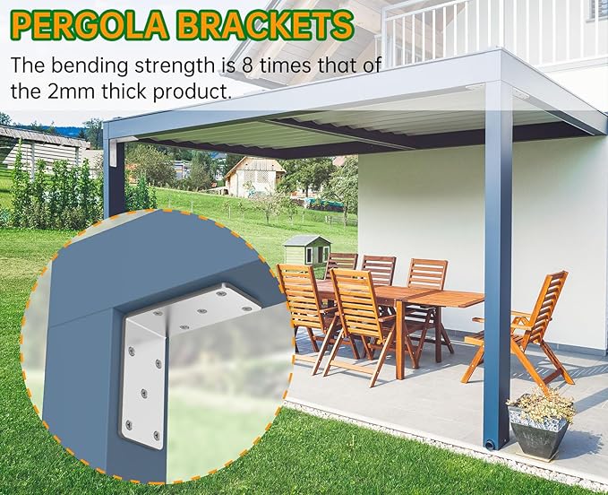5" X 5" X 2.5" Heavy Duty L Brackets for Wood (4 PCS), L-Shaped Corner Brackets for Shelving and Furniture , Silver