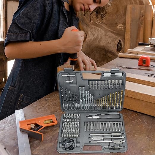 Metal Drill Bit Set for Steel,Tool Kit with Carry Case - Drilling Twist Drill Bits for Ceramic,for Repair Woodworking Metalworking Masonry Carpentry Home Improvement Construction Assembly