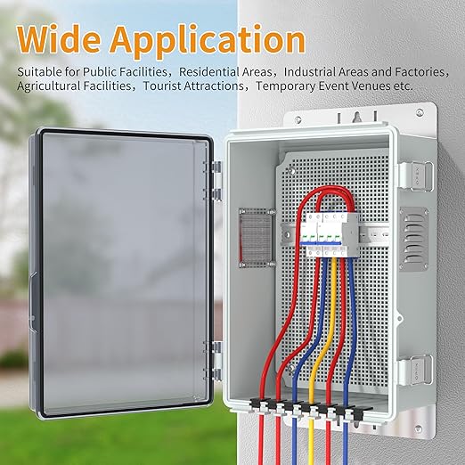 Joinfworld Vented Outdoor Enclosure Box, WiFi Enclosure Waterproof Electrical Box 11.8x6.7x5.6 Plastic Clear with Mounting Panel Stainless Steel Dust Screen