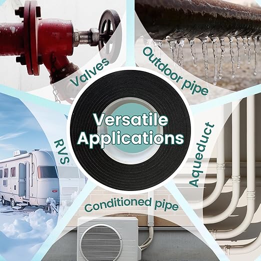 Outdoor Pipe Insulation Tape, 2 Inch X 13 Ft Weather Resistant AC Line Pipe Insulation, Outdoor Self-Adhesive Air Conditioner Line Insulated Heat Tape for Water Pipes Freeze Protection
