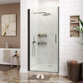 Frameless Pivot Shower Door, 34" W x 72" H, 1/4 Inch Clear Tempered Glass, Reversible Inswing or Outswing, Easy-Clean Coating, Matte Black Finish