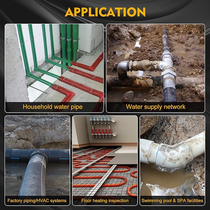 Underground Water Leak Detector, Water Pipe Leak Detector, Two Size Sensors Precise Positioning, High-Sensitivity Digital Display Leakage Sensor, Carrying Case