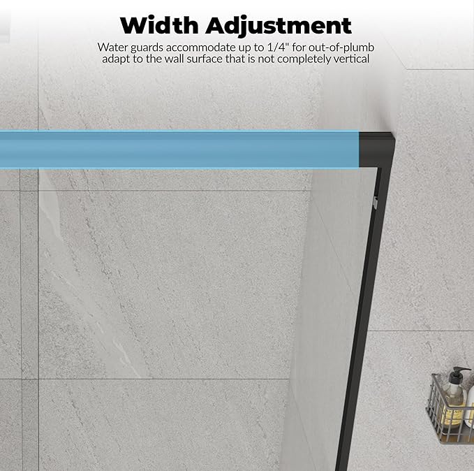 48" W x 72" H Single Sliding Shower Door - Bypass Space Saving Design with 1/4” Clear Tempered Glass & Aluminum Alloy Frame, Easy Installation & Reversible Hinges, Matte Black Finish