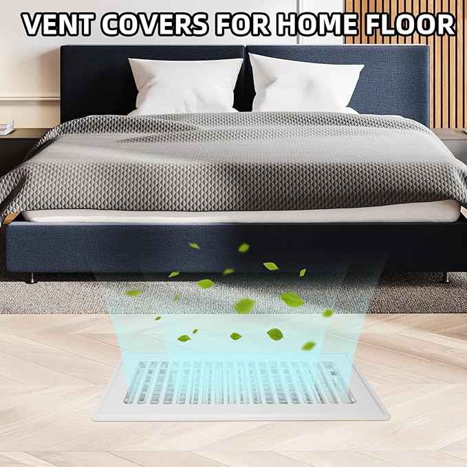 Floor Register 4x14-4 Pack Vent Covers for Home Floor Heavy Duty Steel Walkable Easy Adjust Air Supply Lever Cover for Sidewall, White