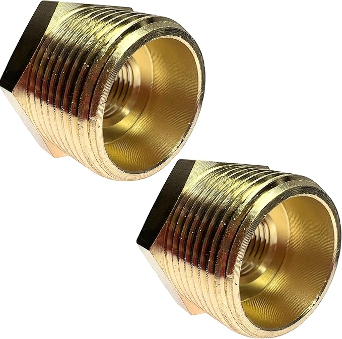 2pcs 3/4" NPT Male x 1/4" NPT Female Brass Reducer Hex Bushing Threaded Fitting Adapter by CX WONDERLAND
