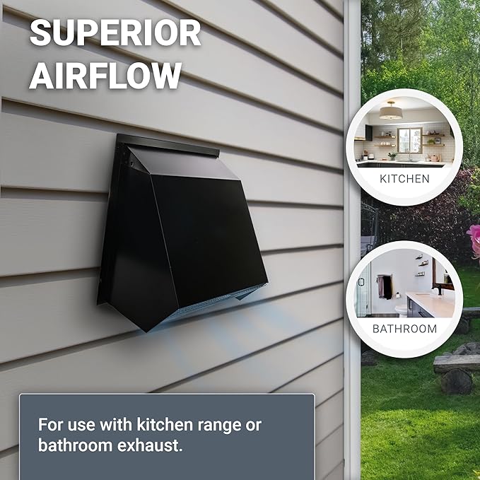 RDP Hooded Wall Vent with Screen and Damper (4 Inch, Galvanized)