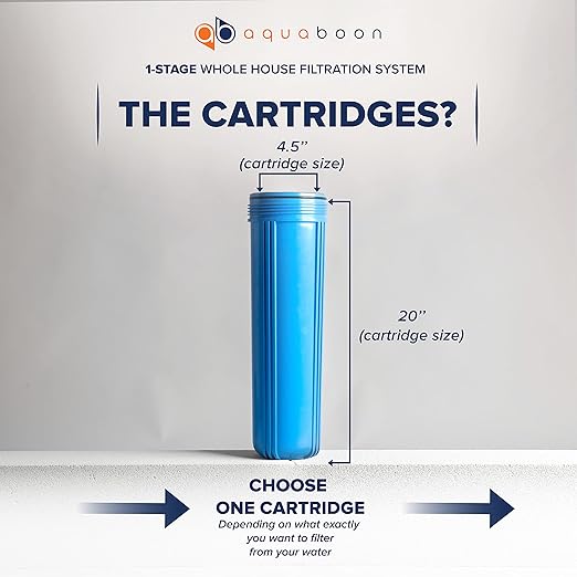 Aquaboon 20" x 4.5" Whole House Well Water Filter System with Pressure Release (1" Port) | Certified | Compatible with Pentek 150233, 150235, Geekpure BB- 20B