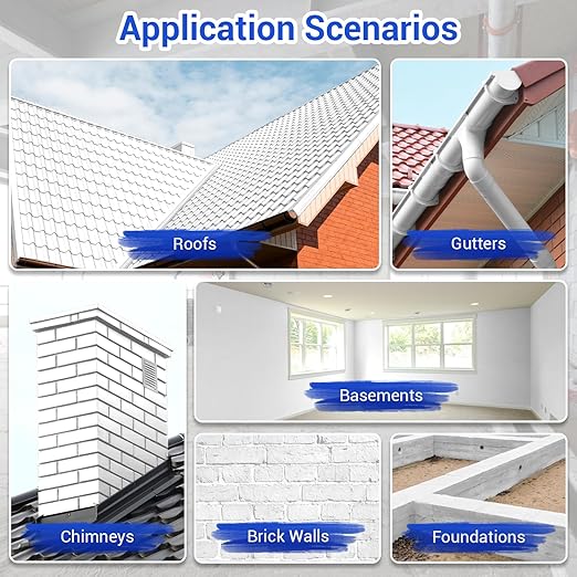 Polyurethane Waterproof Coating, 51 OZ, White, Rubber Coating Multi-Surface Leak Repair Roof, Gutter, Chimney, Basement, Indoor and Outdoor Liquid Water Proof Sealant Coating