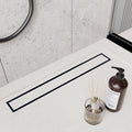 24 Inch Linear Shower Drain Black Floor Drain with Removable SUS304 Stainless Steel CUPC Certificate and 2-in-1 Tile Insert Grate Cover