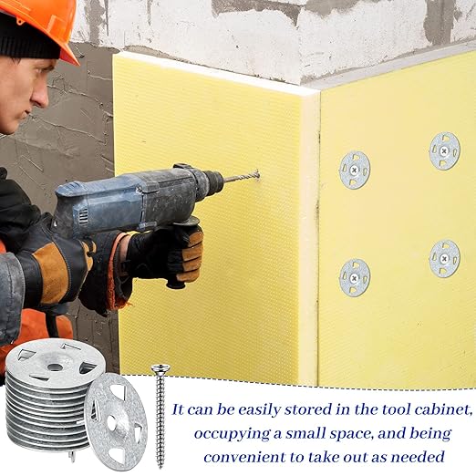Fastener Kit Board Hardware Set, Includes 1-1/8 Inch Galvanized Steel Washers and Stainless Steel Screws for Fixing Fastening Installation(150 Pcs)