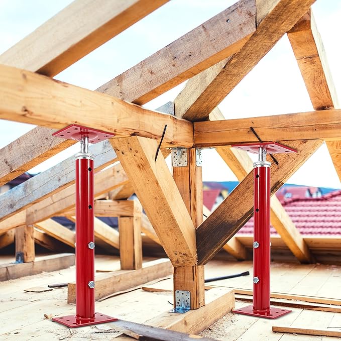 2 Pcs Adjustable Jack Post, 19"-36" Height Range, Basement Floor House Screw Jacks for Lifting Joist Beam Brace for Cellar Ceiling, Center Point Load Capacity 11023 Lbs, Red