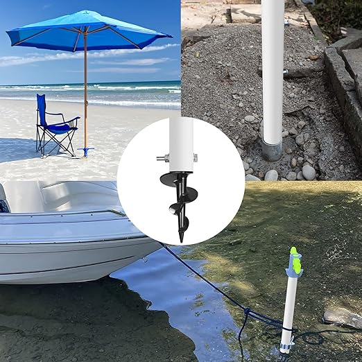 Sand Anchor for Boat,Sand Auger Boat Anchor Dock Auger for Making Sandbar Anchor,Fit 1.5" Schedule 40 PVC Tubing with 1.57" ID, for Secure Pontoon Boat Beach Umbrella Shallow Water Anchor