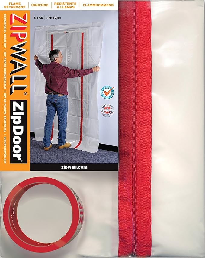 ZIPWALL ZDC-PK12 ZipDoor Door kit dust Containment, 12 Pack, Clear, 12 Count