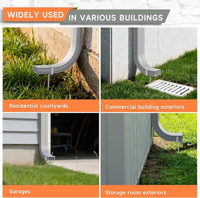 White Rainwater Downspout Bracket with Strap, Adjustable Heavy-Duty Galvanized Iron Downspout Bracket, Rust-Proof Anchor for Pipe Support, for Lawn,Yard & Industrial Use(2 Pcs, A Sytle-30cm)