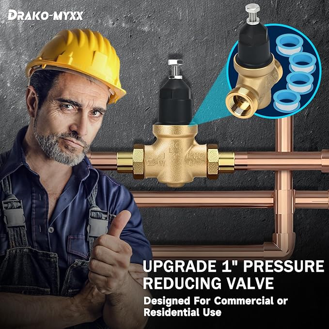 Upgraded 1" Pressure Reducing Valve Replace for 34-NR3XLDU 3/4" NR3XL Pressure Reducing Valve, Stainless Steel Strainer Screen, House Water Pressure Regulator with Teflon Tape,Compact Cartridge Design
