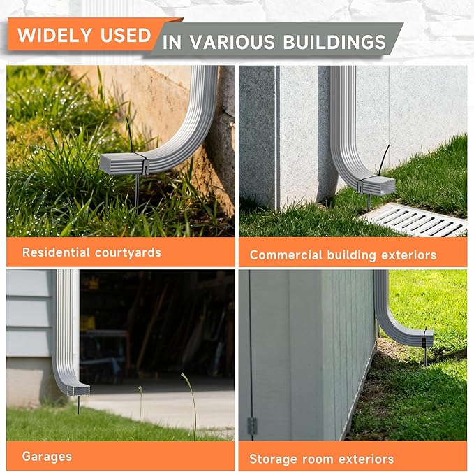 Black Rainwater Downspout Bracket with Strap, Adjustable Heavy-Duty Galvanized Iron Downspout Bracket, Rust-Proof Anchor for Pipe Support, for Lawn,Yard & Industrial Use(4 Pcs, A Sytle-20cm)