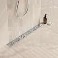 Neodrain 24 Inch Rectangular Linear Shower Drain with Brick Pattern Grate, Brushed 304 Stainless Steel Bathroom Floor Drain, Shower Floor Drain & Hair Strainer, CUPC Certified