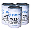 POLYGUARD WindowSeal Window and Door Flashing Tape, 9 in x 100 ft Roll, 20 mil Thick, Self-Sealing & Self-Adhering Waterproof Barrier, Pack of 3