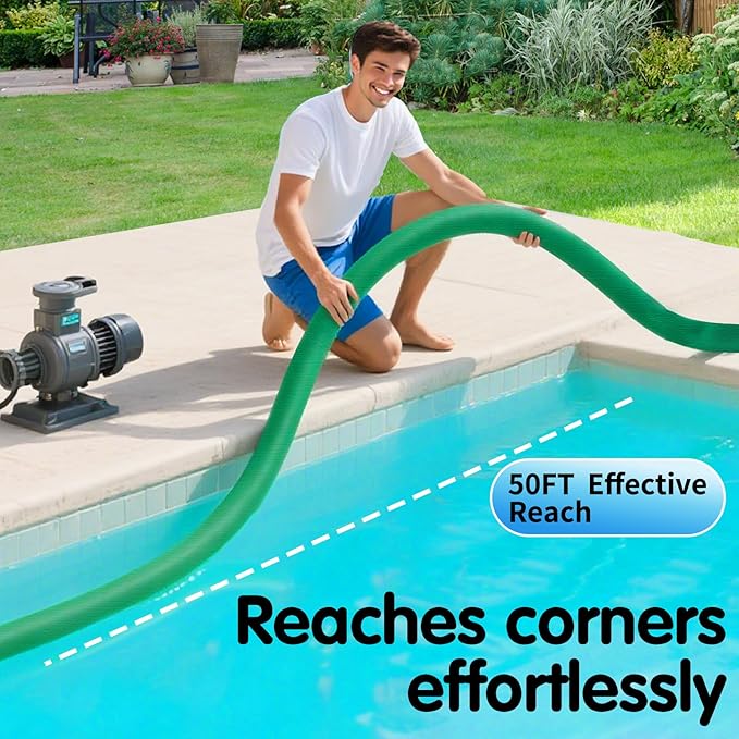 50FT Lay Flat Pool PVC Hose, 1.5" Discharged Sump Pump Hose Kit, 50FT Heavy Duty Drain Hose, Pool Backwash Hose 1.5 inch with 2PCS Metal Sump Pump Adapters(1.5" Barb and 1.25 Two-way Coupler)