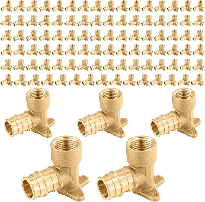 (100-Pack) Seelink PEX-A Expansion Fittings, PEX-A 3/4" x 1/2" Female NPT Drop Ear Elbow, Brass Expansion Pipe Fittings, ASTM F1960