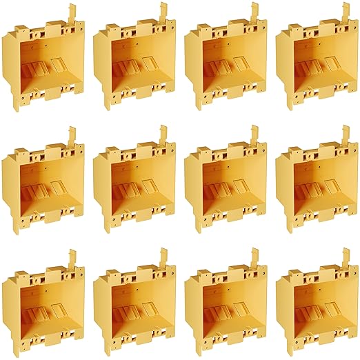 Inlight 2 Gang Electrical Outlet Box, 25 Cubic Inch Junction Box, Old Work Box, UL Listed, 12-Pack, IN-0501-5-12