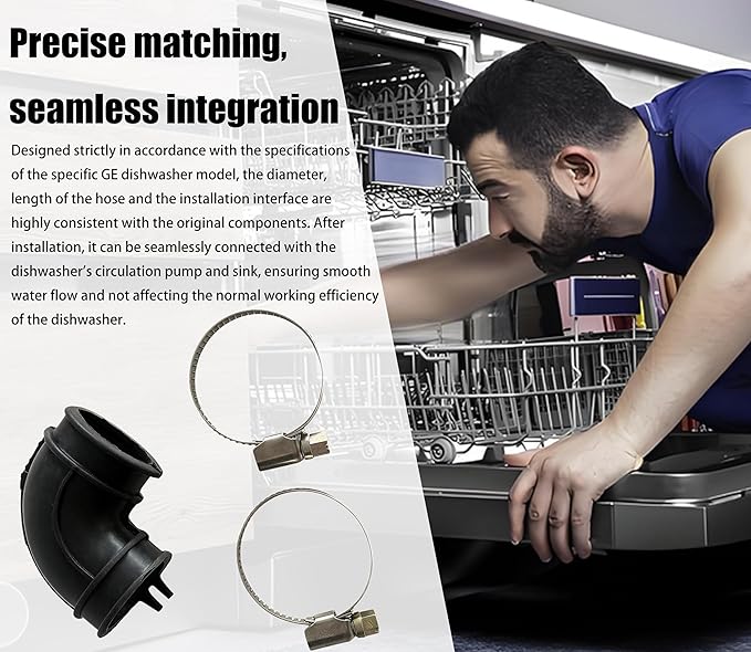 2Pcs WD24x33918 Dishwasher Circulation Pump Elbow Hose And Clamp Kit For GE Dishwasher drain hose WD19X25460 WD19X25700 dishwasher elbow hose kit,dishwasher pump to sump elbow hose