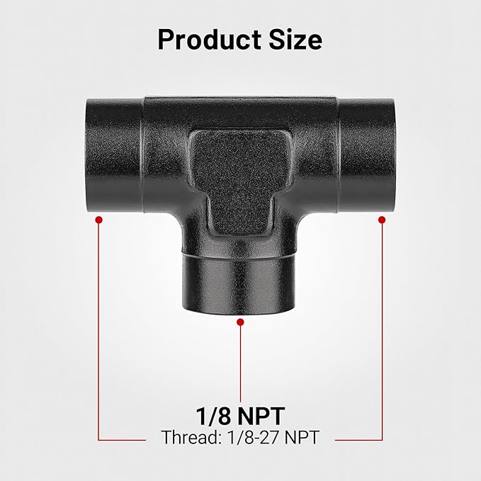 EVIL ENERGY 1/8 NPT Female Tee Fitting Adapter T Union Aluminum Black