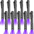 Honoson 10 Pieces UV Black Light Flashlight Small Blacklight Flashlights Pen Lights for Leak, Pet Urine, Hotel Inspection, Dry Stain and Dye Detector, 5.2 Inches Long