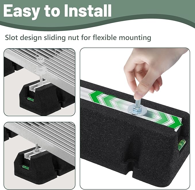 Floor Mounting Base Pad 2 Pack, 9000-60000BTU Mini Split Base Rubber Pad Anti-Vibration AC Condenser Leveling Feet, 1500LBS Max Load