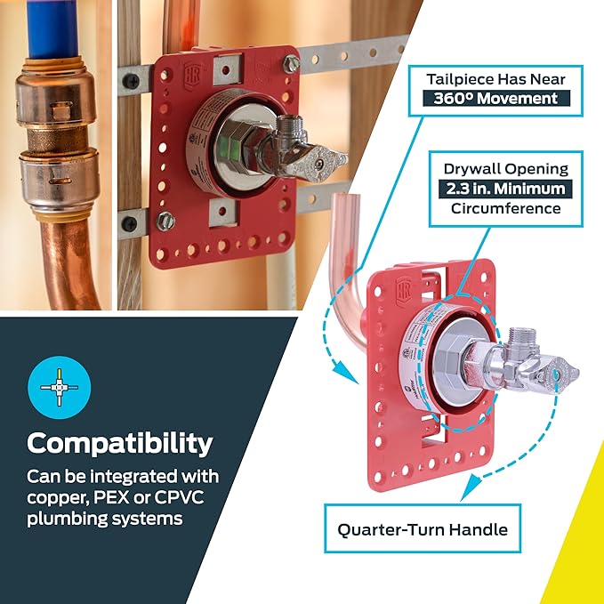Holdrite Fixture Outlet Box with 3/8 Inch Compression Outlet, Pre-Assembled, Pack of 10, Fire Rated, 1/2 Inch Copper Tailpiece, HR-FR-M-1