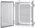 Junction Box, IP67 Waterproof Plastic Enclosure for Electrical Project, Hinged Grey Cover, Includes Mounting Plate and Wall Bracket (Transparent Cover, 14.6"×10.6"×5.9")