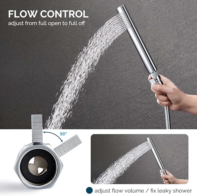 Angle Simple Shower Flow Water Valve, Brass Shut Off Valve for Hand Shower, RV Hose Flow Restrictor, Chrome
