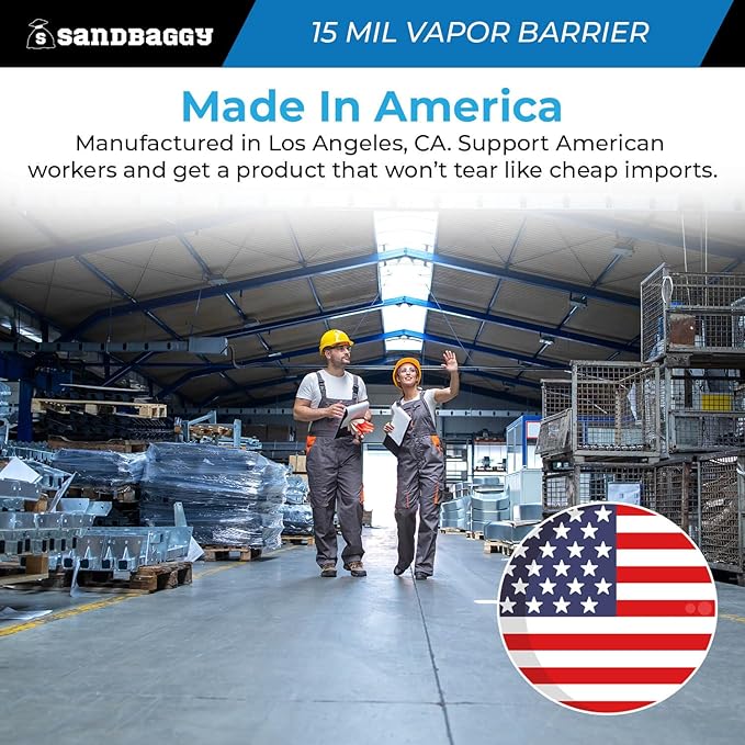 15 Mil Vapor Barrier – Polyethylene Visqueen (USA Made) - Sandbaggy (14ftx35ft, 1, Count)