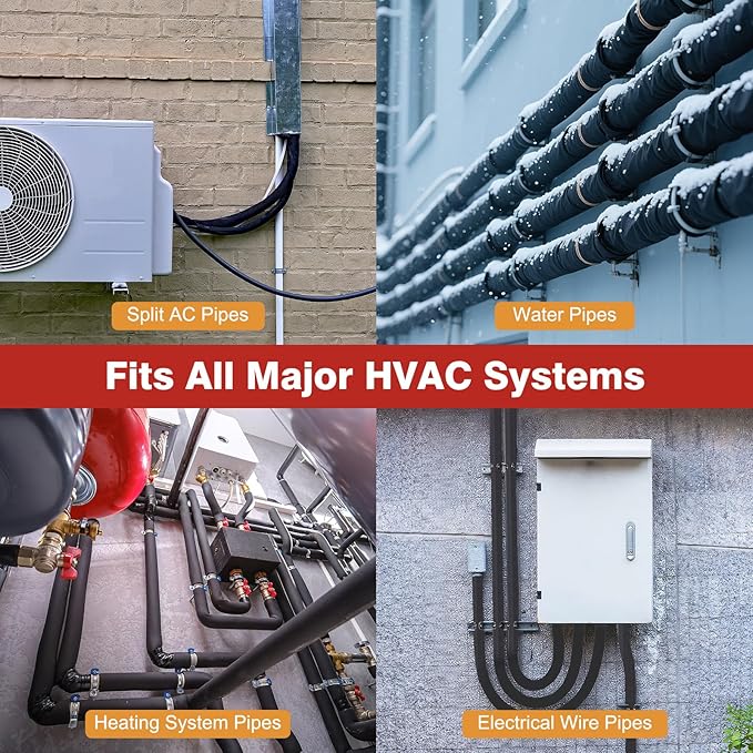 3 Layer Hvac Copper Pipe Insulation Cover Ac Line Insulation Wrap Outdoor Central Ac Line Covers For Outside 72 in x 10.2 in Oxford Protective Sleeves For Air Conditioner Condenser Mini Split