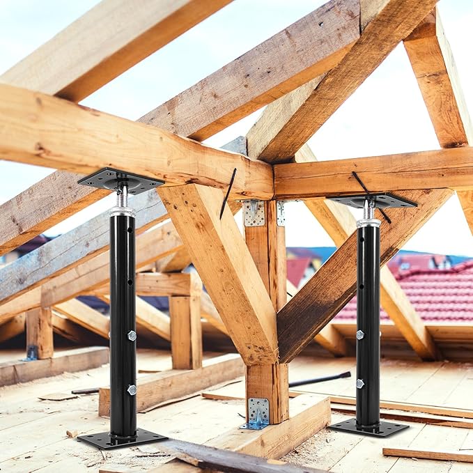 2 Pcs Adjustable Jack Post, 19"-36" Height Range, Basement Floor House Screw Jacks for Lifting Joist Beam Brace for Cellar Ceiling, Center Point Load Capacity 11023 Lbs (Black)
