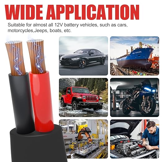 16 Gauge Wire 2 Conductor Electrical Wire, 16 AWG 1.309mm² Wire PVC Cord, 12V/24V DC Low Voltage/Copper-clad Aluminum(CCA)Flexible/2 Wire for Automotive Wire LED Strips Lamp Lighting Marine(9.2M/30FT)